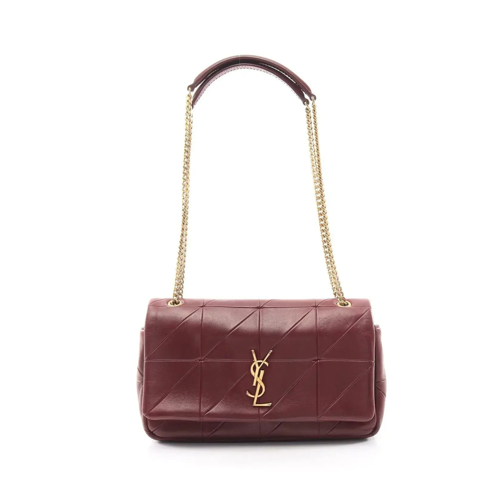 Saint Laurent Paris Jamie Leather Shoulder Bag Burgundy Red